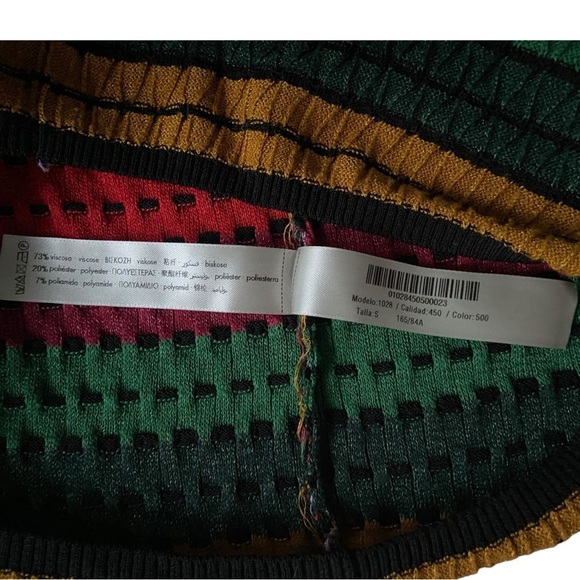 Uterque Knit Striped Open Shoulder Multicolor Sweater Round Neck S Long Sleeve - Picture 8 of 8